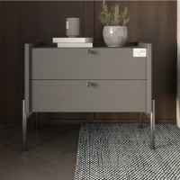 Тумба прикроватная LION Wood с двумя ящиками Антрацит (черные ножки) (LION-041335)