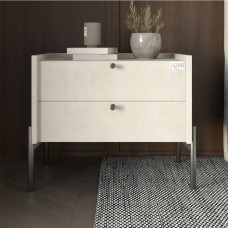 Тумба ліжкова LION Wood з двома ящиками Бетон style чорні ніжки 