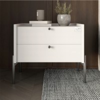 Тумба ліжкова LION Wood з двома ящиками Німфея Альба білий чорні ніжки 