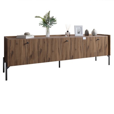 Тумба под телевизор на 3 ящика LION Wood с черными ножками 160х65х40 см Дуб Ливорно (LION-043099)