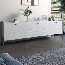 Тумба під телевізор із ящиками LION Wood із чорними ніжками 180х50х40 см Бетон style 