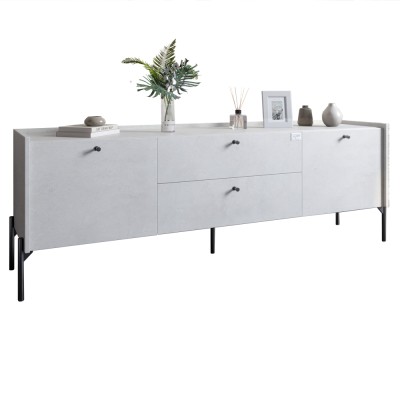 Тумба под телевизор с ящиками LION Wood с черными ножками 180х50х40 см Бетон style (LION-043123)