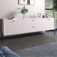 Тумба під телевізор з ящиками LION Wood з чорними ніжками 180х50х40 см Розовий