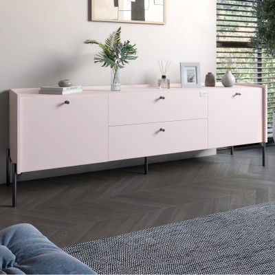 Тумба під телевізор з ящиками LION Wood з чорними ніжками 180х50х40 см Розовий