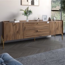 Тумба під телевізор із ящиками LION Wood із золотими ніжками 180х50х40 см Дуб Ліворно 