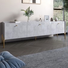Тумба под телевизор на 3 ящика LION Wood с золотыми ножками 160х65х40 см Бетон style (LION-042988)