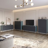 Комплект мебели для гостиной LION Амарант 4 элемента с золотыми металлическими ножками Гранит серый/Графитовый (LION-042367)