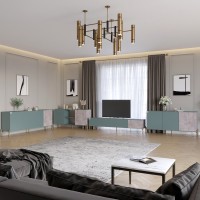 Комплект модульний для вітальні LION Грей 4 елементи з золотими металевими ніжками Граніт сірий/Камінь