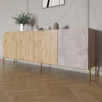 Комод на золотих металевих ніжках LION Грей 204x38x76,5 см Дуб Аппалачі / Камінь 