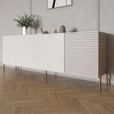 Комод на золотих металевих ніжках LION Грей 204x38x76,5 см Бетон Style/Кашемір 