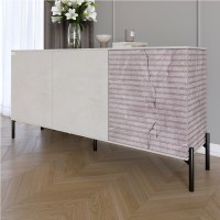 Комод закритий у вітальню на чорних металевих ніжках LION Грей 154x38x76,5 см Бетон Style/Камінь 