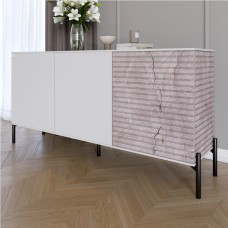 Комод закритий у вітальню на чорних металевих ніжках LION Грей 154x38x76,5 см Німфея Альба білий/Камінь 