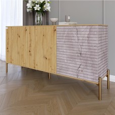 Комод закритий у вітальню на золотих металевих ніжках LION Грей 154x38x76,5 см Дуб Артизан/Камінь 
