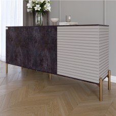 Комод закритий у вітальню на золотих металевих ніжках LION Грей 154x38x76,5 см Бетон темний/Кашемір 