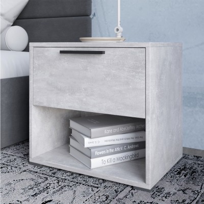Тумба ліжкова LION Краш з висувною скринькою Бетон