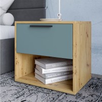 Тумба ліжкова LION Краш з висувною скринькою Дуб артизан/Граніт сірий