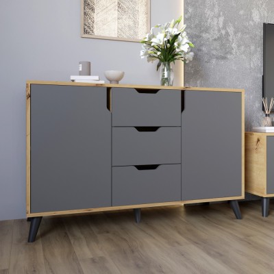 Комплект меблів для вітальні 5 предметів з чорними ніжками М-ЗОН Борн Дуб Артизан/Антрацит 