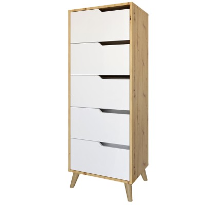Комод високий з ніжками Горіх світлий 5 ящиків М-ЗОН Борн 500 Дуб Артизан/Німфея Альба Комод високий з ніжками Горіх світлий 5 ящиків М-ЗОН Борн 500 Дуб Артизан/Німфея Альба