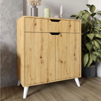 Комод в гостиную с белыми ножками М-ЗОН Борн 750 Дуб Артизан