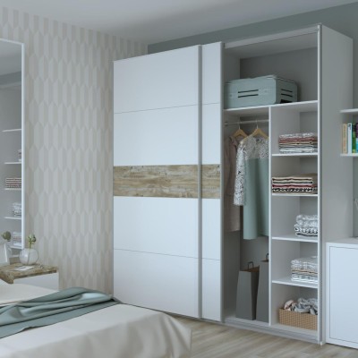 Шафа-купе дводверна Doros G-Caiser 220х60х240 см Білий/Дуб клондайк