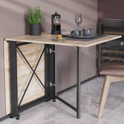 Стол-книжка трансформер Орион 2 Ferrum-decor 750x1520x730 Черный металл ДСП Дуб Сан-Марино 16 мм (FRD-104584)