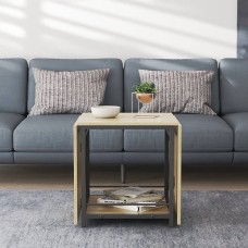 Стол журнальный трансформер Куб Комбо Ferrum-decor 540x532x500 Черный металл ДСП - Дуб Сонома 16 мм (FRD-105153)