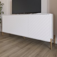 Тумба под телевизор с золотыми металлическими ножками LION Амарант 168x40x76,5 см Бетон Style/Белый (LION-043074)