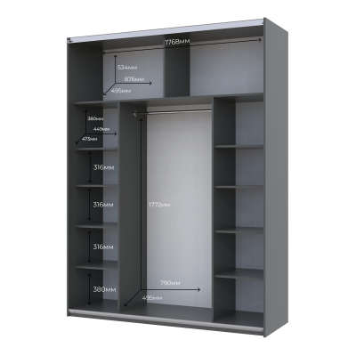 Шафа-купе двохдверна Doros G-Caiser 180х60х240 см Графіт 