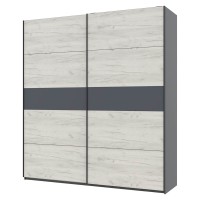 Шафа-купе дводверна Doros G-Caiser 220х60х240 см Графіт/Дуб крафт білий/Графіт 
