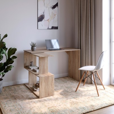 Стіл комп'ютерний поворотний з полицями М-ЗОН Джеко 1200 Сонома 