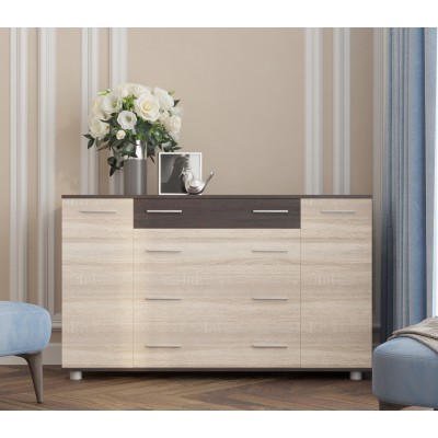 Комод для речей К-4 Еверест 130х38х73 венге темний/дуб молочний