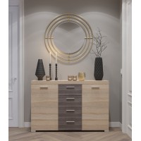 Большой комод Эверест К-7 Британия 140х38х92 сонома/трюфель