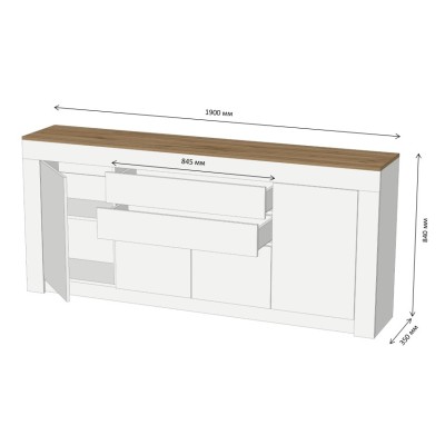 Великий комод LION Ларрі-2 Нiмфея альба (білий)/Бетон Style