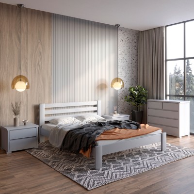 Двуспальная кровать Mebigrand Колумбия Светло-серый (RAL 7040) 180х200 см (MBG-2046)