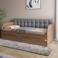 Дитяче односпальне ліжко LION Л-7 з шухлядами та ламелями Donna Likght 18 (сірий) 90x200 см Дуб ліворно (LION-041091)