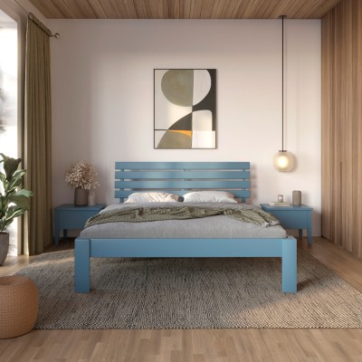 Двуспальная деревянная кровать Mebigrand Техас Серо-синий (S7010R90B) 140х200 см (MBG-7044)