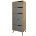 Комод высокий с ножками в цвете Орех светлый 5 ящиков М-ЗОН Борн 500 Дуб Артизан/Антрацит  - фото 2