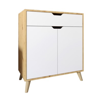 Комод у вітальню з ніжками в кольорі Горіх світлий М-ЗОН Борн 750 Дуб Артизан/Німфеа Альба Комод у вітальню з ніжками в кольорі Горіх світлий М-ЗОН Борн 750 Дуб Артизан/Німфеа Альба