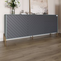 Комод з золотими металевими ніжками LION Амарант 168x40x76,5 см Граніт сірий/Графітовий