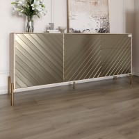 Комод с золотыми металлическими ножками LION Амарант 168x40x76,5 см Дуб сонома/Перламутровый металлик (RAL-7048) 1680x400x765 мм (LION-041974)