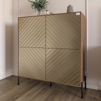 Комод-пенал с черными металлическими ножками LION Амарант 114х40х126,5 см Дуб Ливорно/Перламутровый металлик (RAL-7048) 1140х400х1265 мм (LION-041996)