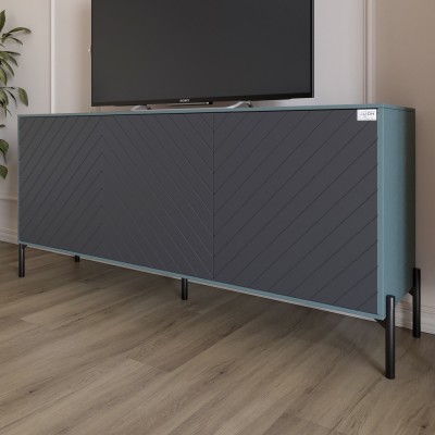 Тумба під телевізор із чорними металевими ніжками LION Амарант 168x40x76,5 см Граніт сірий/Графітовий