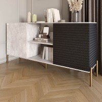 Комод відкритий на золотих металевих ніжках LION Грей Бетон/Асфальт