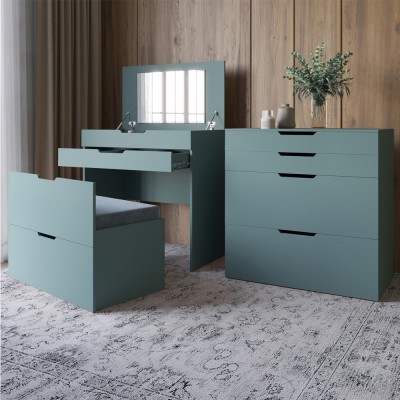 Комод-трюмо з дзеркалом, нішою під сидінням та ящиком LION Азія Граніт сірий 