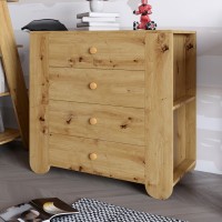 Комод для дитячої кімнати LION Інді з 4 шухлядами та бічними нішами Дуб Артизан