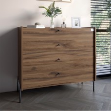 Комод із 4 ящиками LION Wood з чорними ніжками 100х90х45 см Дуб Ліворно 