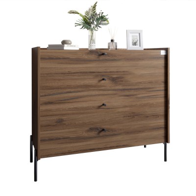Комод із 4 шухлядами LION Wood із чорними ніжками 100х90х45 см Дуб Ліворно