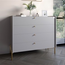Комод із 4 ящиками LION Wood із золотими ніжками 100х90х45 см Кашемір 