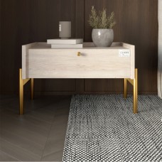 Тумба ліжкова LION Wood з одним ящиком Самоа Димчастий золоті ніжки 