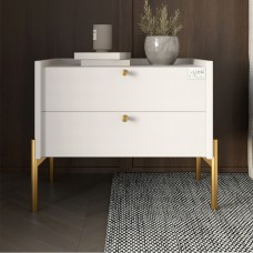 Тумба ліжкова LION Wood з двома ящиками Німфея Альба білий золоті ніжки 